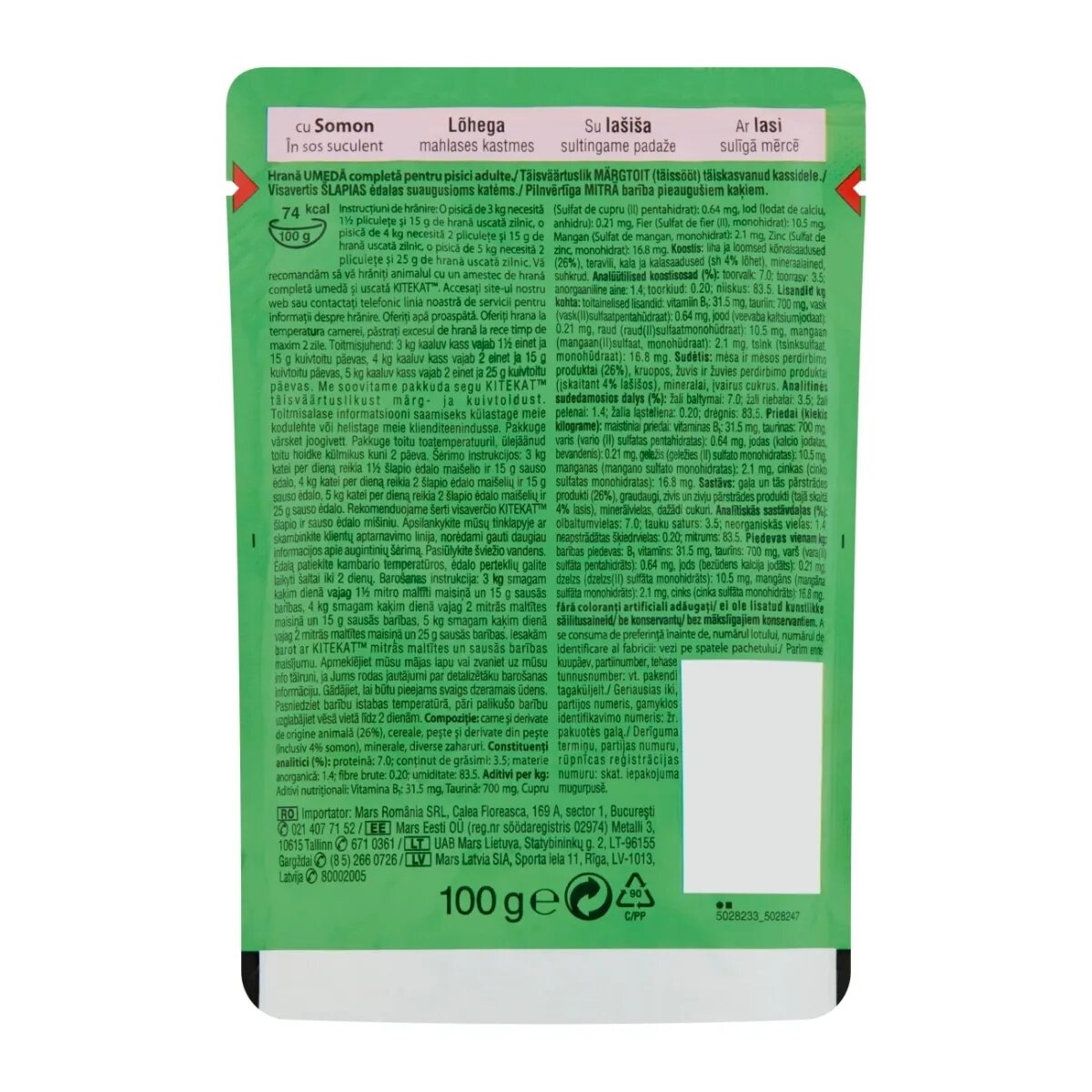 Kitekat Natural Vitality Somon plic hrană umedă pisici (în sos) 100g
