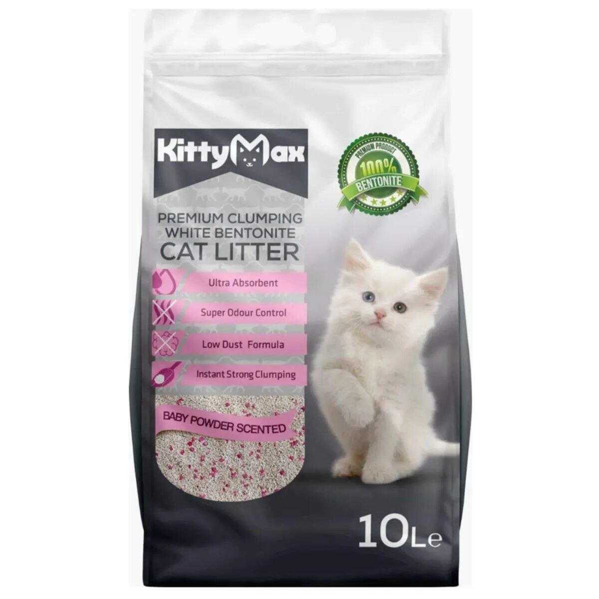 KittyMax Talc așternut igienic pisici granule bentonită aglomerant fără praf 10l