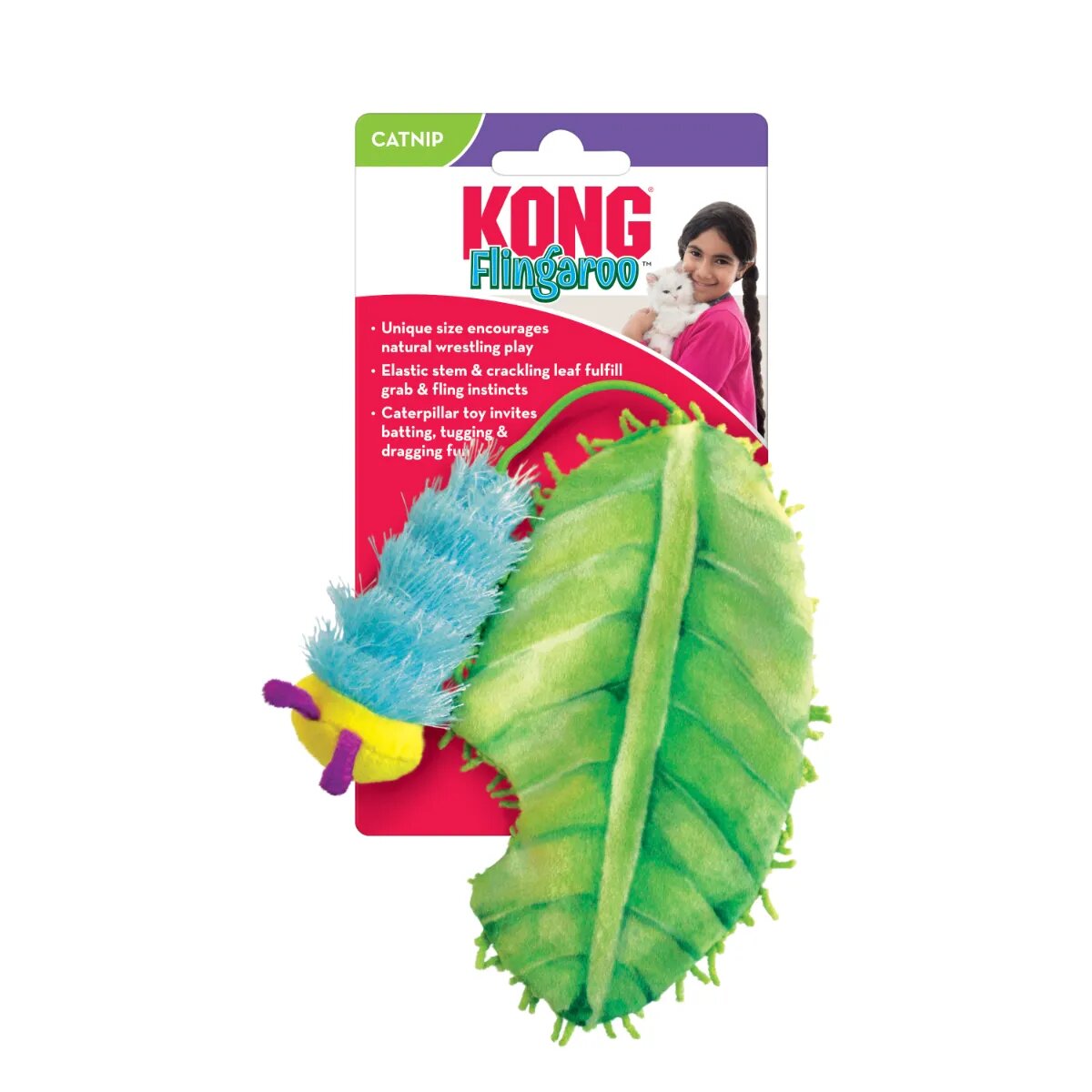 Kong Flingaroo Caterpillar jucărie stimulare pândă pisici catnip textil multicolor 1buc