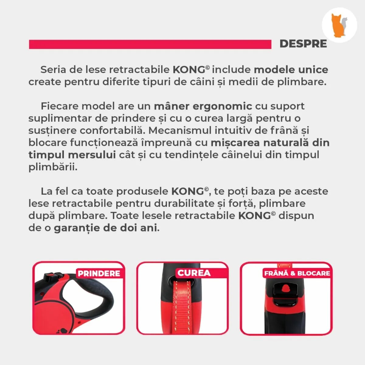 Kong Lesa Retractabila Terrain M 5m-30 Kg Negru
