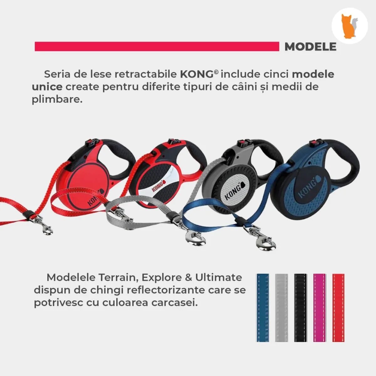 Kong Lesa Retractabila Terrain M 5m-30 Kg Rosu
