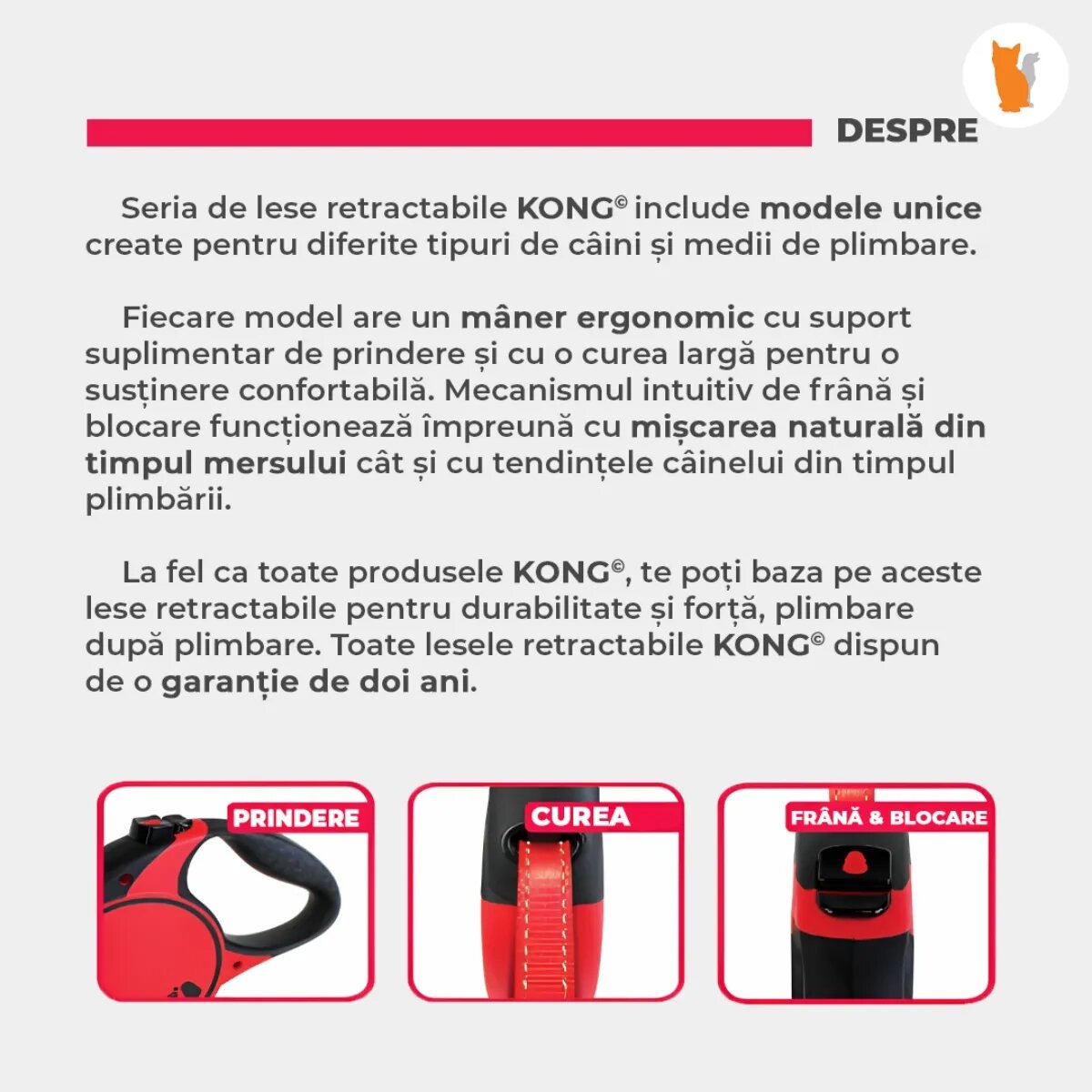 Kong Lesa Retractabila Ultimate 5m-70 Kg Albastru