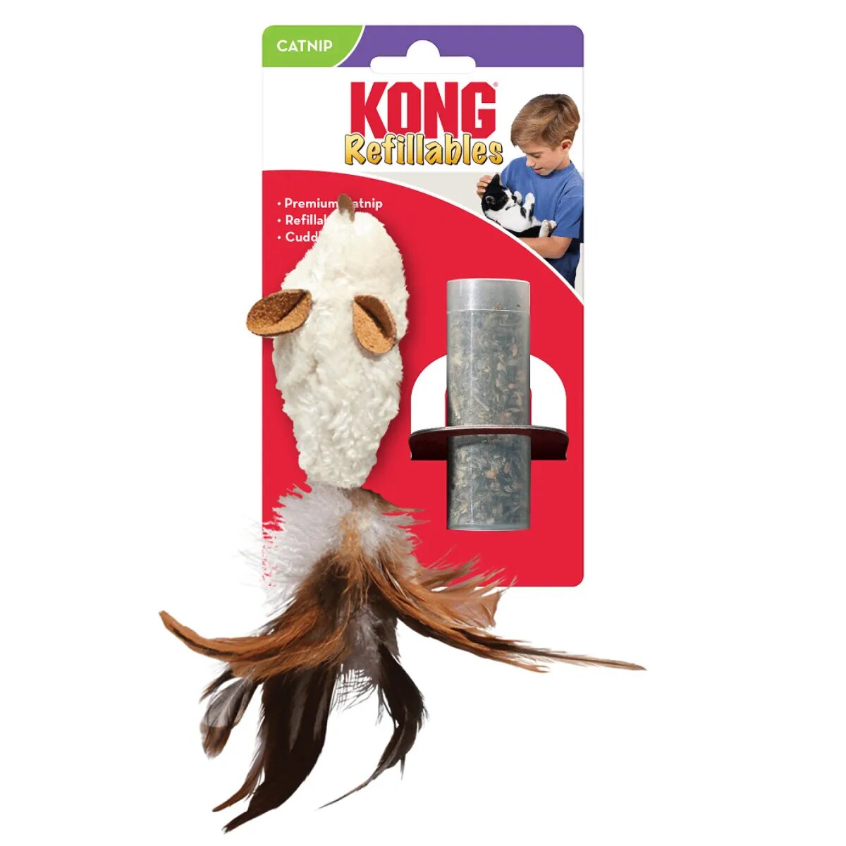 Kong Refillable jucărie stimulare pândă pisici catnip pluș alb 1buc