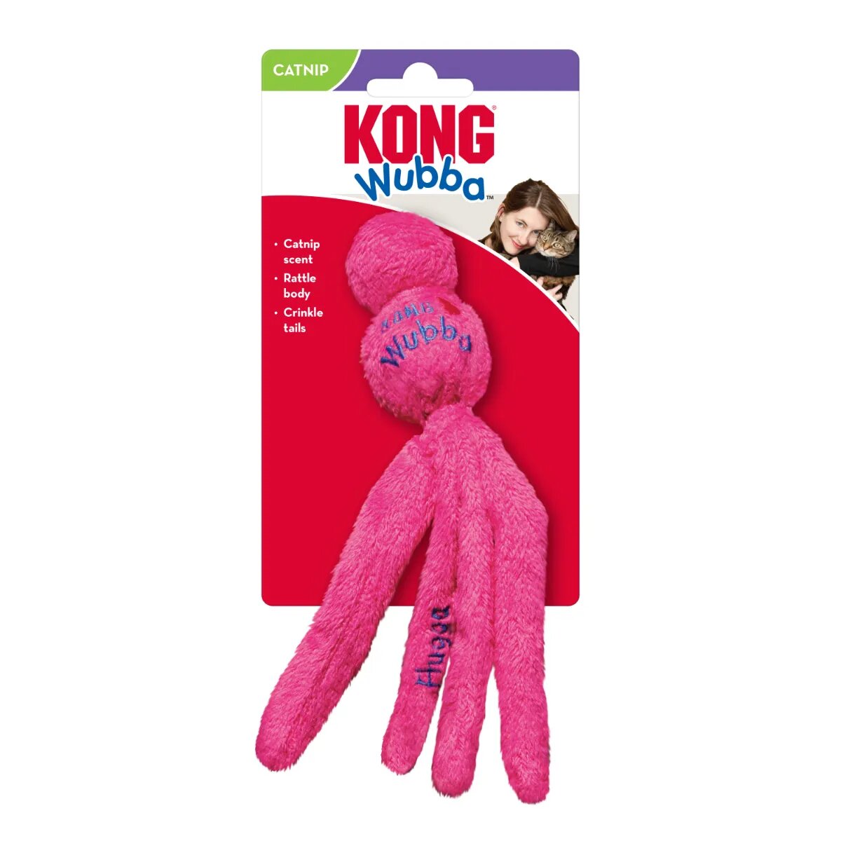 Kong Wubba jucărie stimulare pândă pisici catnip cu sunet textil diverse culori 1buc
