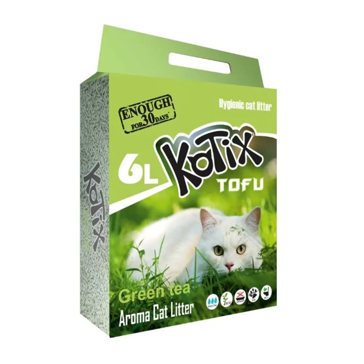 Kotix Ceai Verde așternut igienic pisici peleți tofu aglomerant neutralizare mirosuri biodegradabil 6l