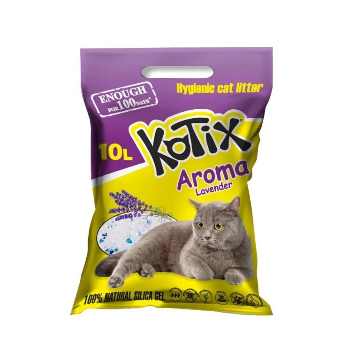 Kotix Lavanda așternut igienic pisici granule silicat neaglomerant fără praf 10l