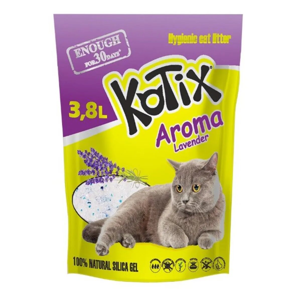 Kotix Lavanda așternut igienic pisici granule silicat neaglomerant fără praf 3.8l