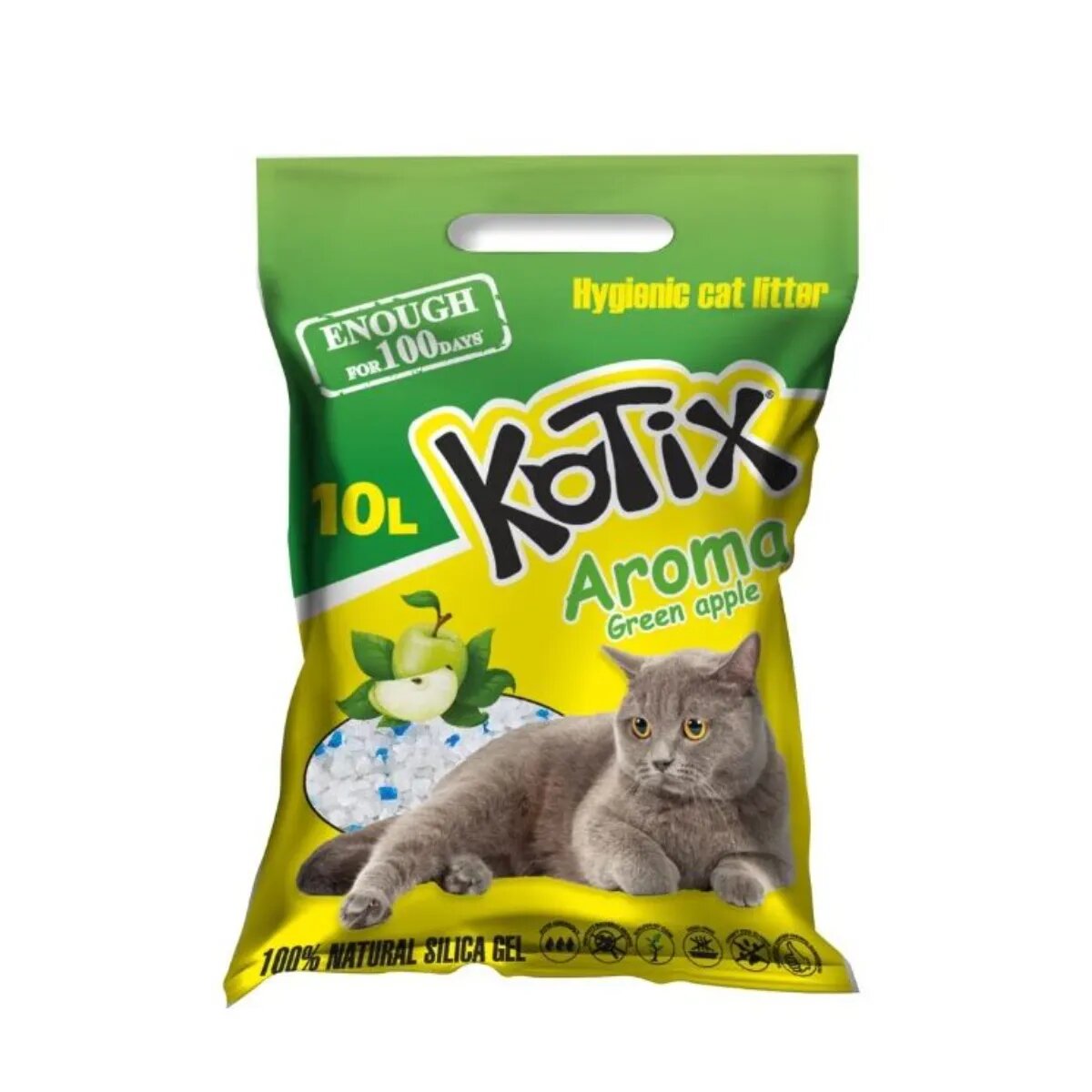 Kotix Măr Verde așternut igienic pisici granule silicat neaglomerant fără praf 10l