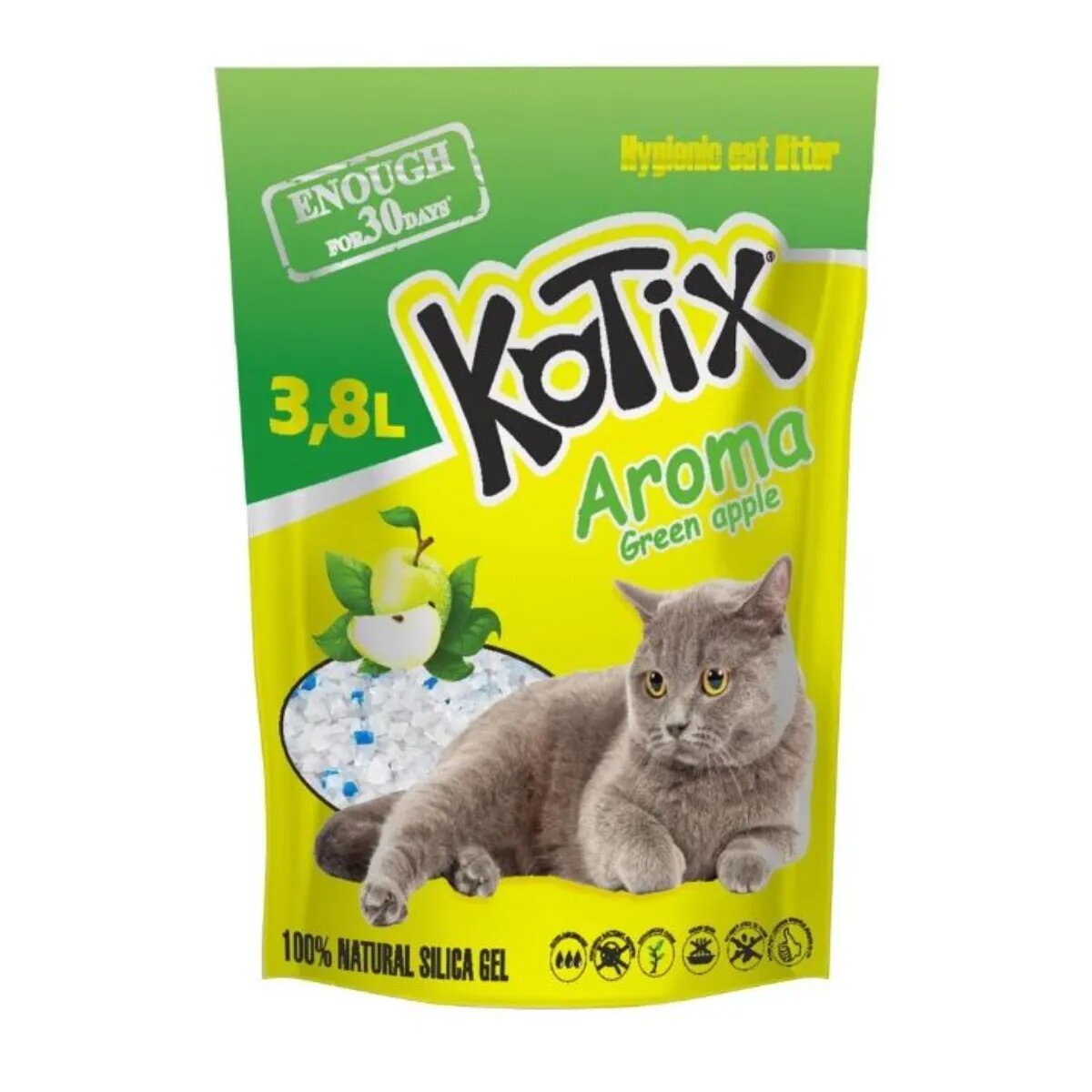 Kotix Măr Verde așternut igienic pisici granule silicat neaglomerant fără praf 3.8l