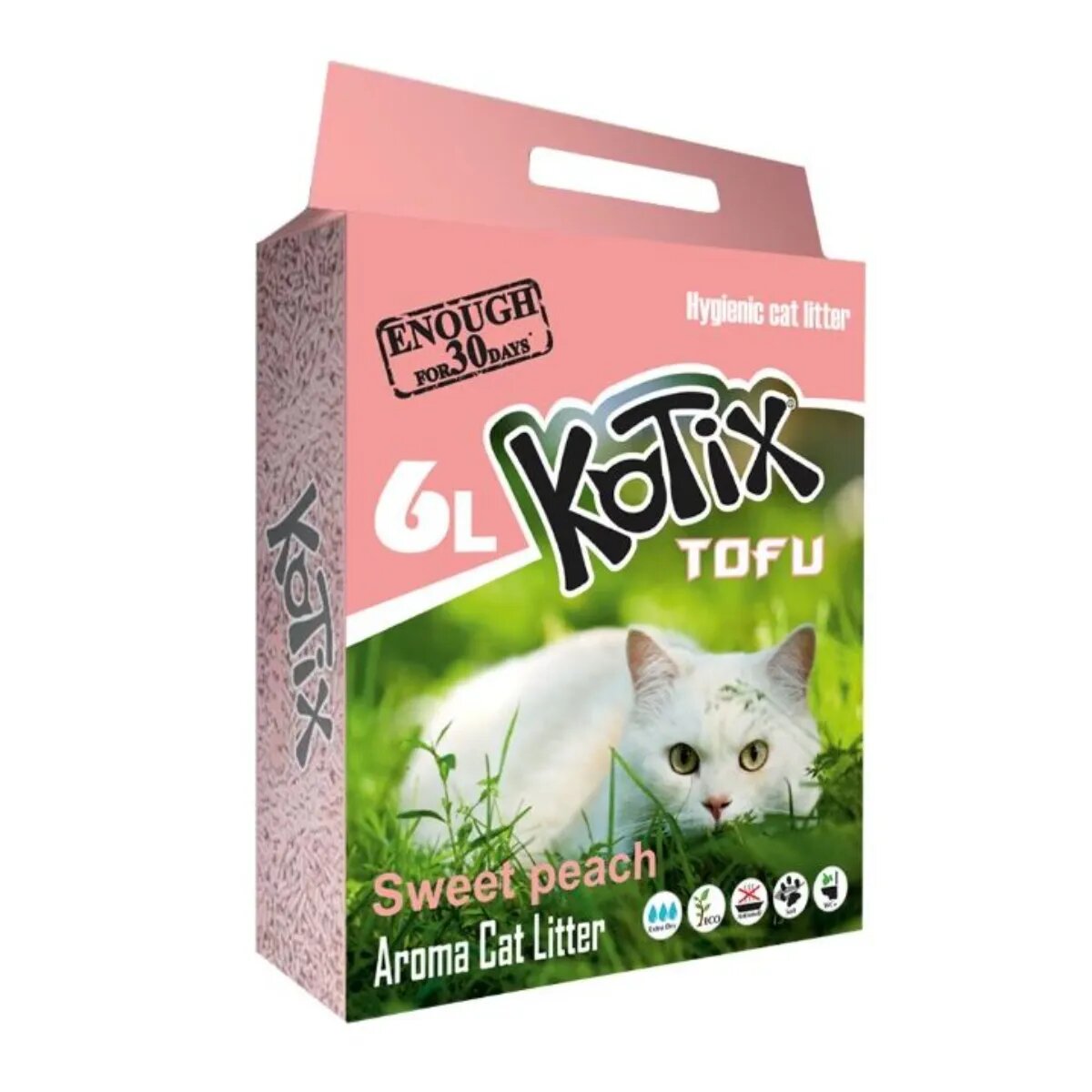 Kotix Piersici așternut igienic pisici peleți tofu aglomerant neutralizare mirosuri biodegradabil 6l