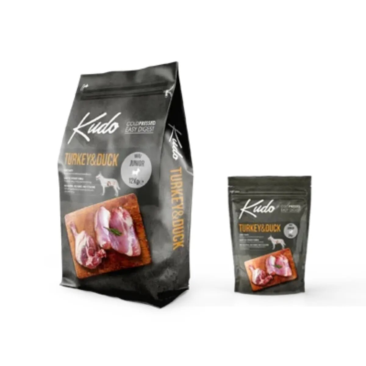 Kudo Medium And Maxi Breed M-XL Curcan și Rață hrană uscată conținut redus cereale câini presată la rece 3kg