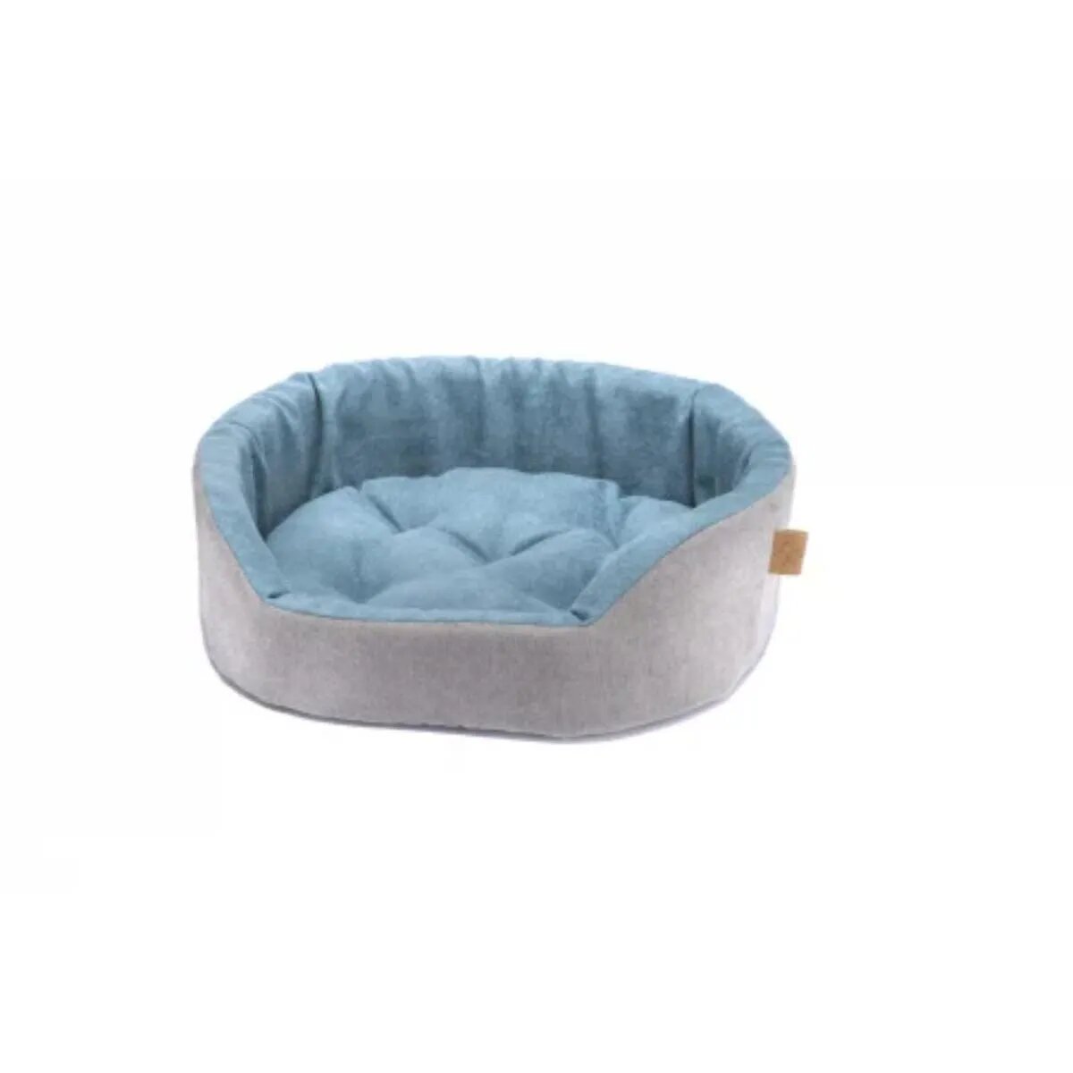 Leopet Bed Lux pat oval câini poliester pernă reversibilă antiderapant albastru și gri 55x41x15cm