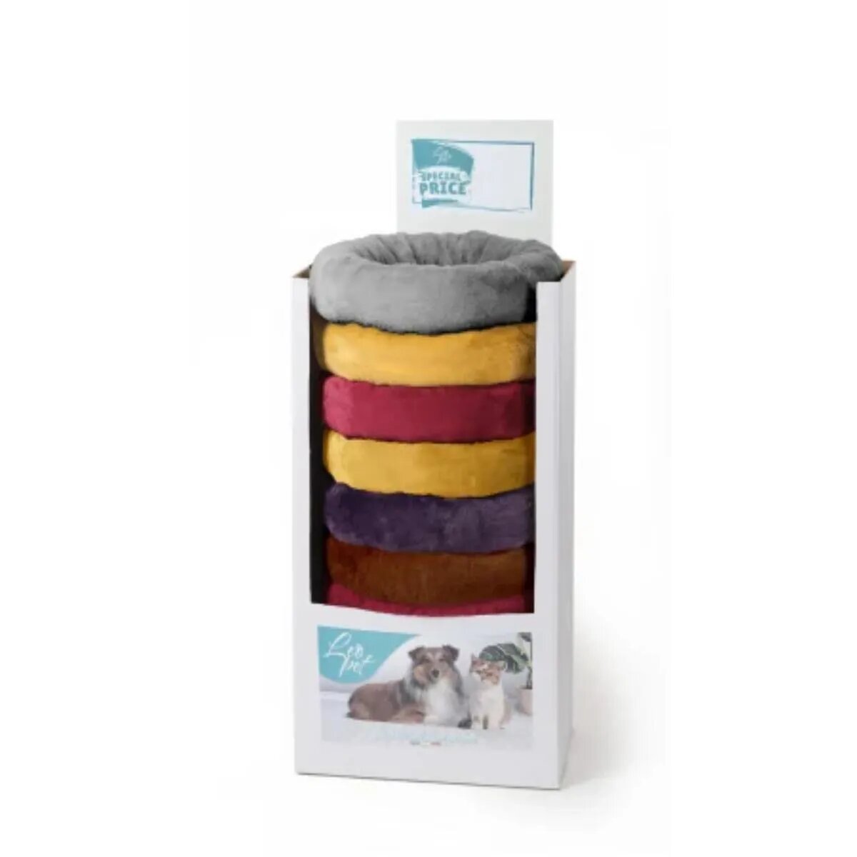 Leopet Fur Donut pat rotund câini și pisici pluș diverse culori 50x15cm