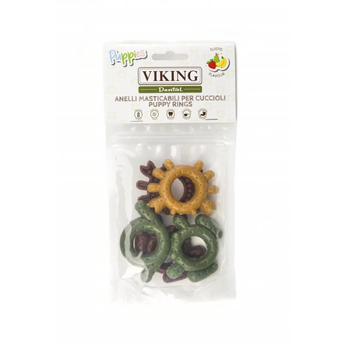 Leopet Viking Dental Puppy Rings XS-XL Fructe punguță recompense fără cereale câini junior 80g