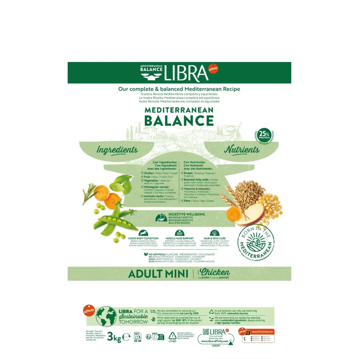 Libra Mediterranean Balance Mini Adult XS-S Pui și Fructe hrană uscată câini 8kg