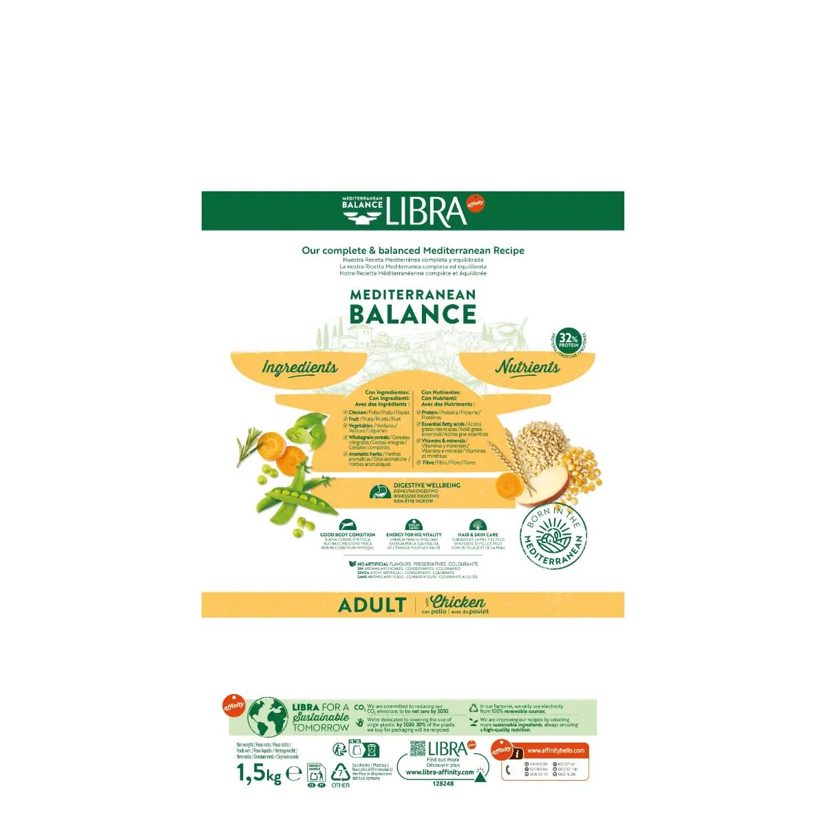 Libra Mediterranean Balance Pui și Fructe hrană uscată pisici 12kg