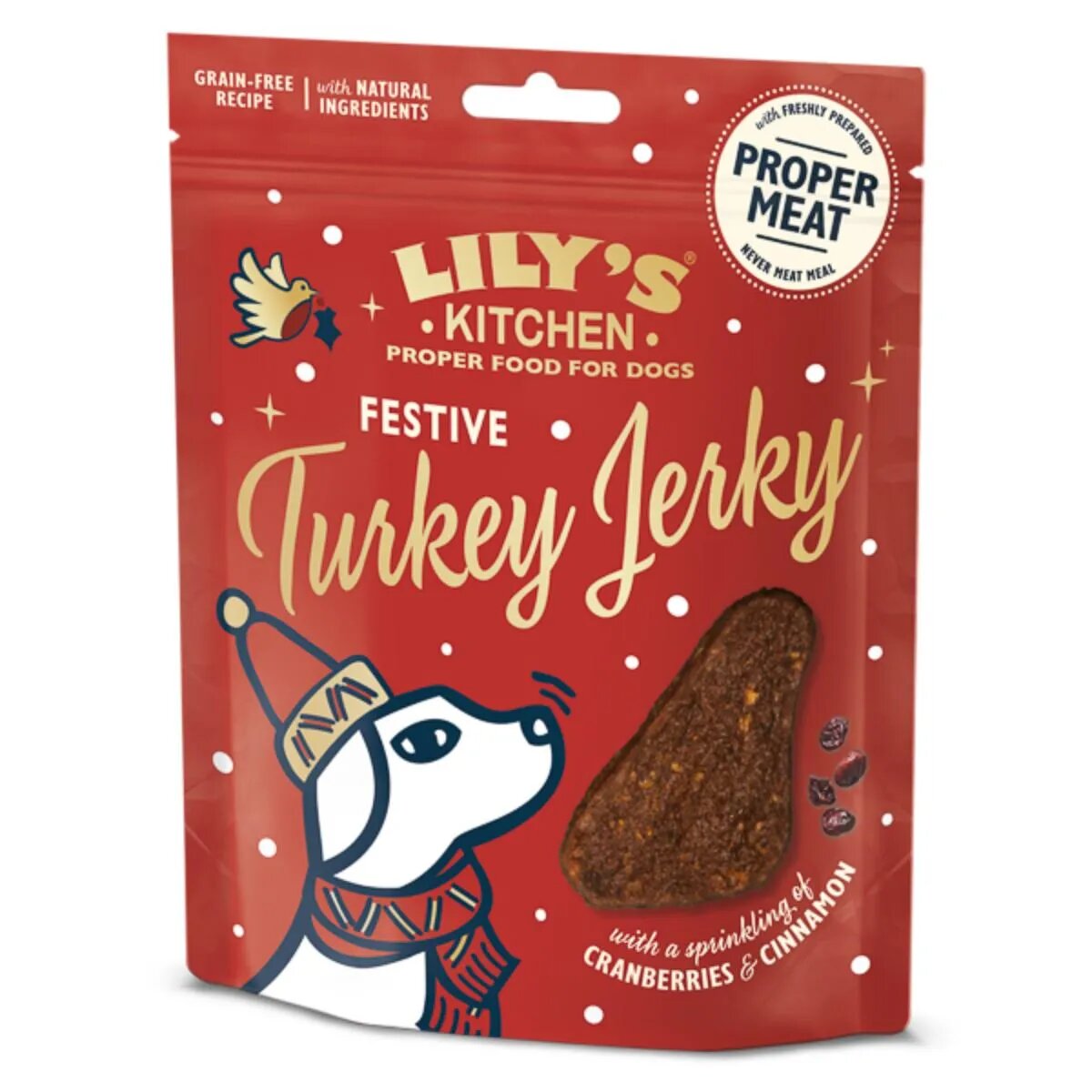 LILY'S KITCHEN Christmas Festive Jerky XS-XL Curcan punguță recompense fără cereale câini 70g