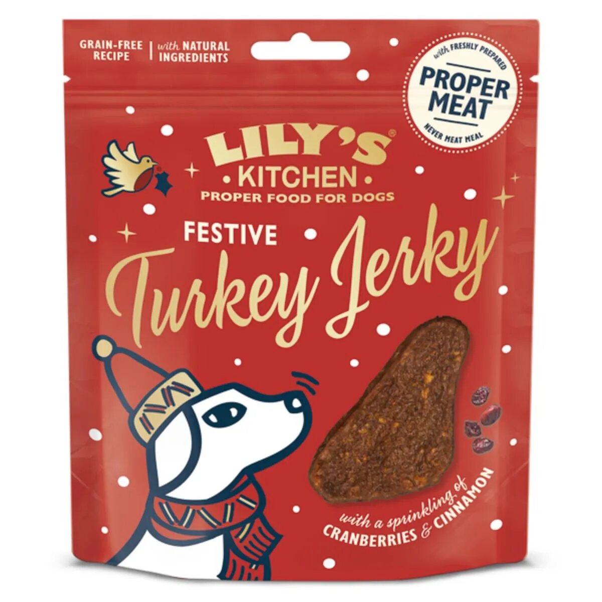 LILY'S KITCHEN Christmas Festive Jerky XS-XL Curcan punguță recompense fără cereale câini 70g