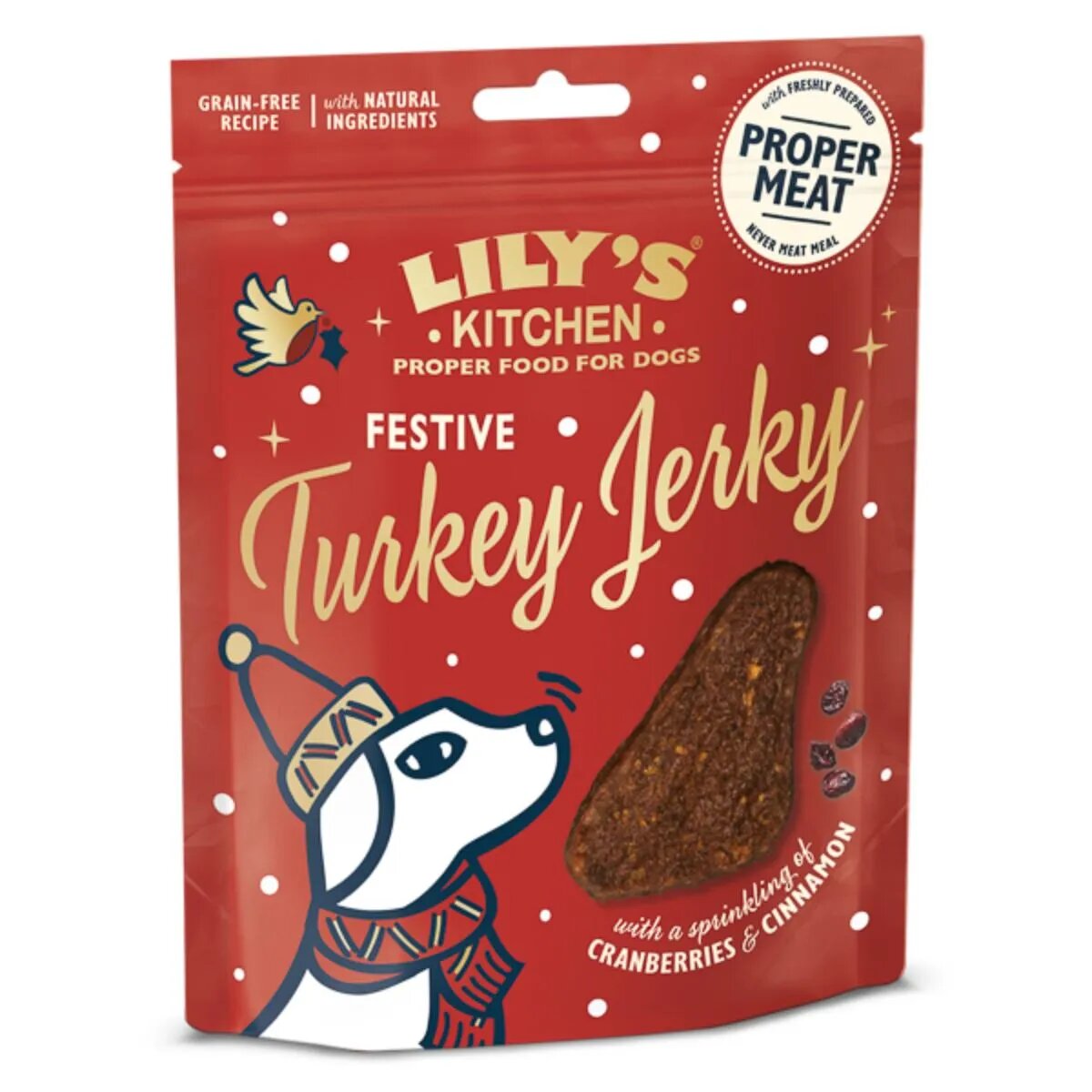 LILY'S KITCHEN Christmas Festive Jerky XS-XL Curcan punguță recompense fără cereale câini 70g