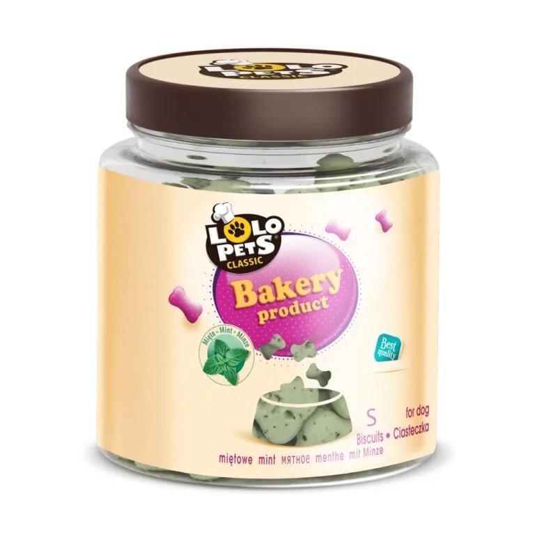 Lolo Pets Caine Biscuiti Bones cu Aroma de Menta Marimea S 210 g
