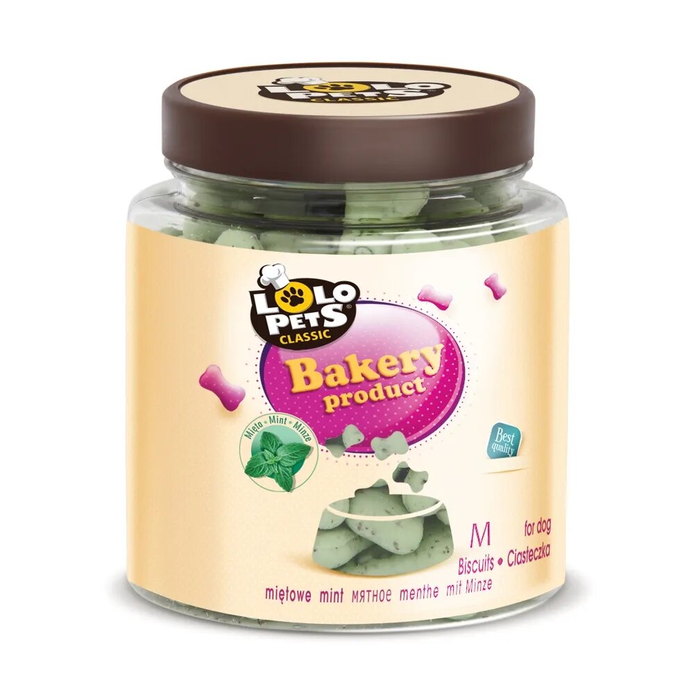 Lolo Pets Caine Biscuiti Bones cu Menta Marimea M 210 g