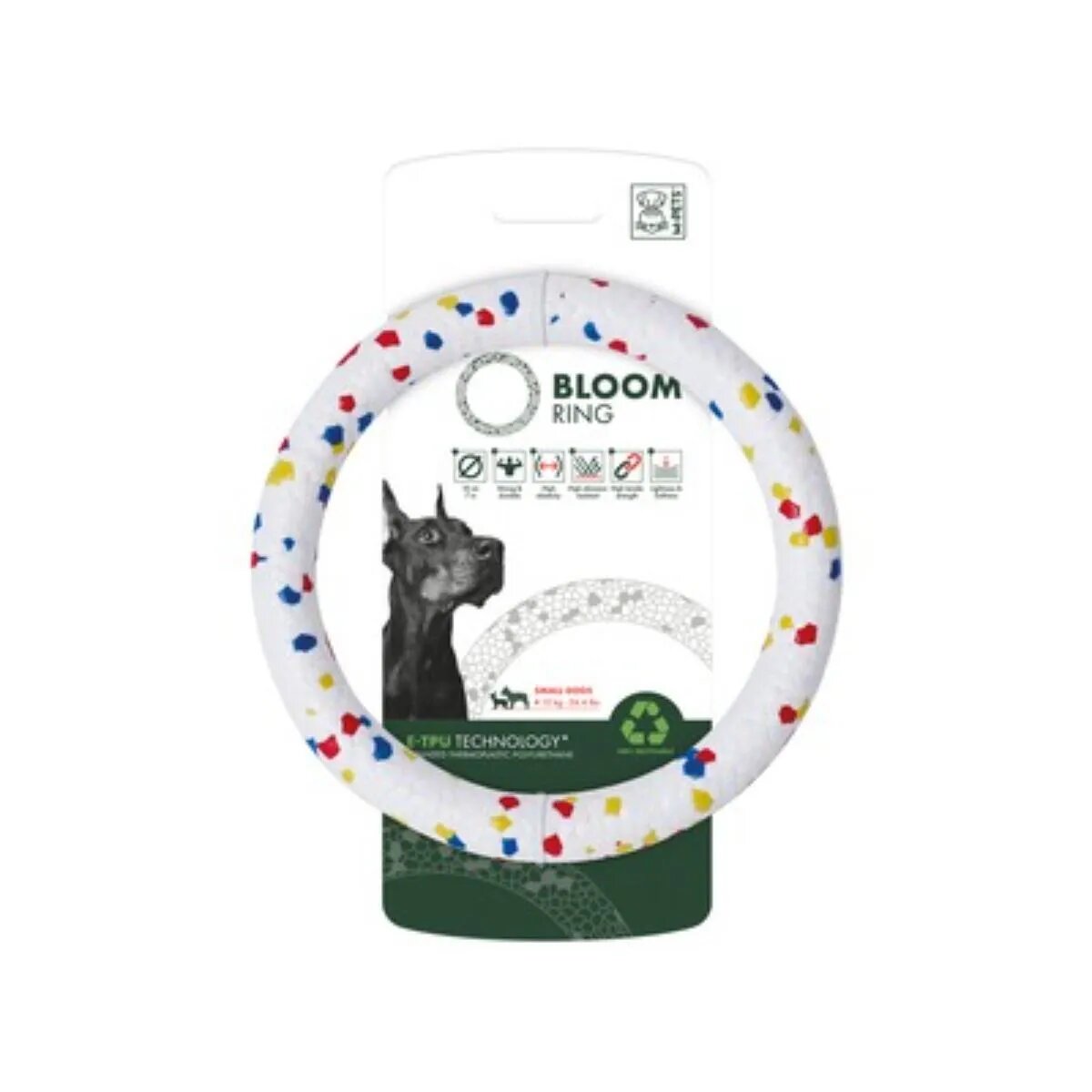 M-PETS Bloom jucărie inel câini M-XL activități fizice poliester oxford alb și negru ⌀18cm