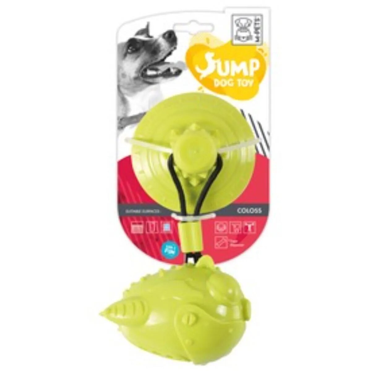 M-PETS Jump Coloss jucărie interactivă câini XS-M jucării agățate cauciuc verde 13x12cm