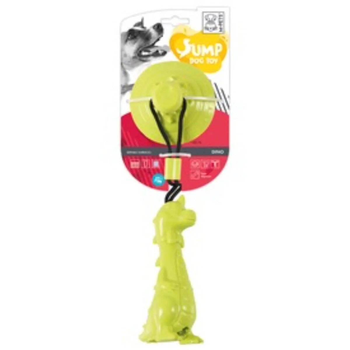 M-PETS Jump Dino jucărie interactivă câini XS-M jucării agățate cauciuc verde 13x6cm
