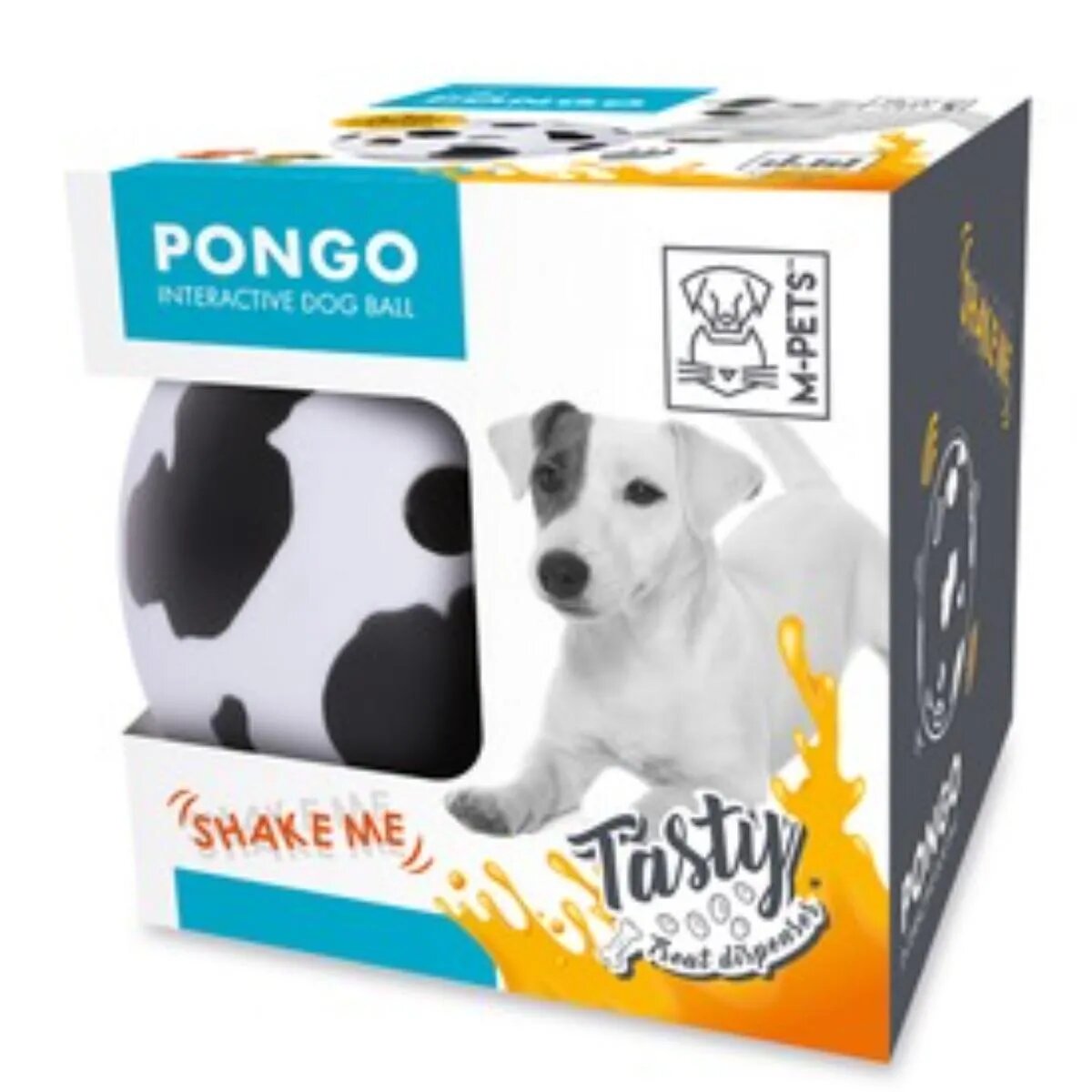 M-PETS Pongo jucărie interactivă câini S-L cu sunet inteligente nylon alb și negru ⌀14.5cm