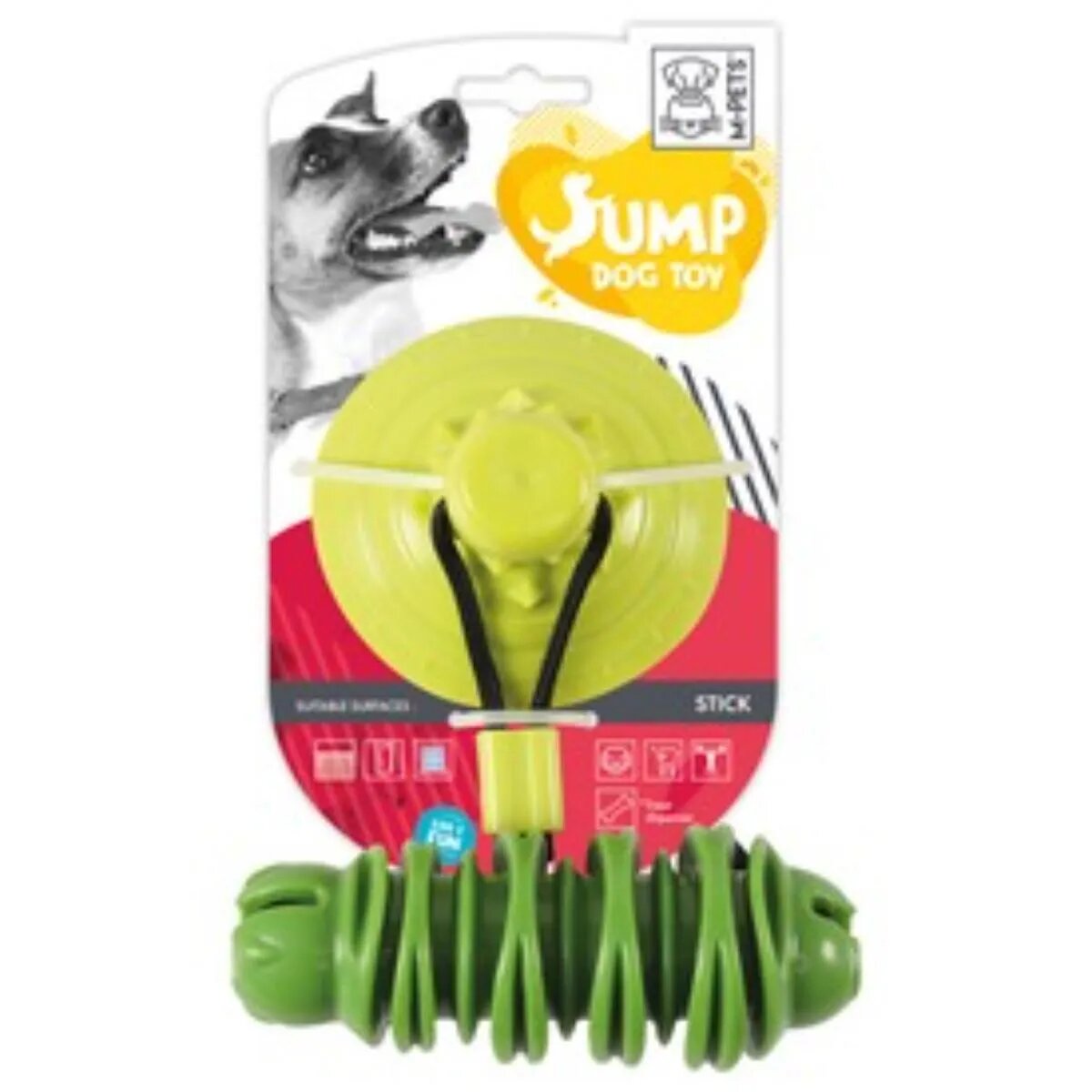 M-PETS Stick jucărie interactivă câini XS-M jucării agățate dentiție poliester verde 16x6cm