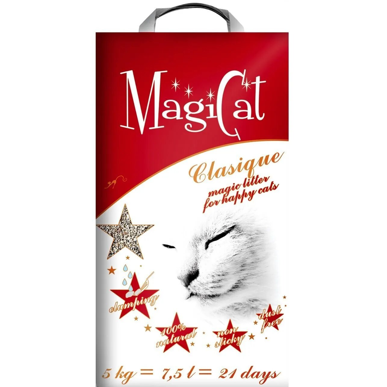Magicat Clasic neparfumat așternut igienic pisici granule bentonită aglomerant neutralizare mirosuri 5kg