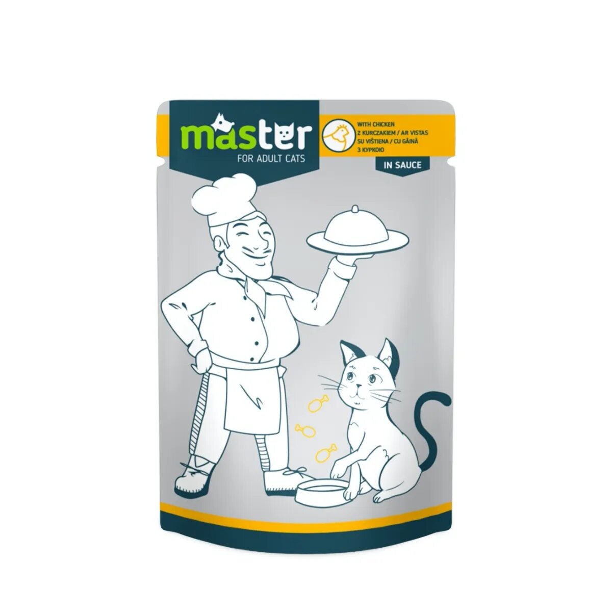 MASTER Pui plic hrană umedă pisici (în sos) 80g