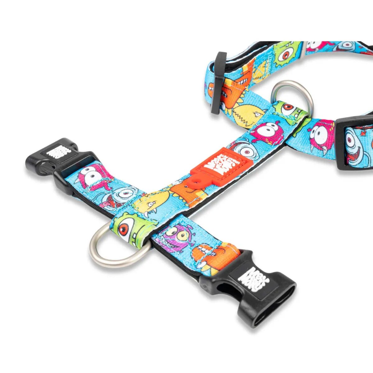 MAX & MOLLY Little Monsters ham prindere dublă(piept&spate) câini poliester albastru cataramă trident S(43-53 x 1.5cm)