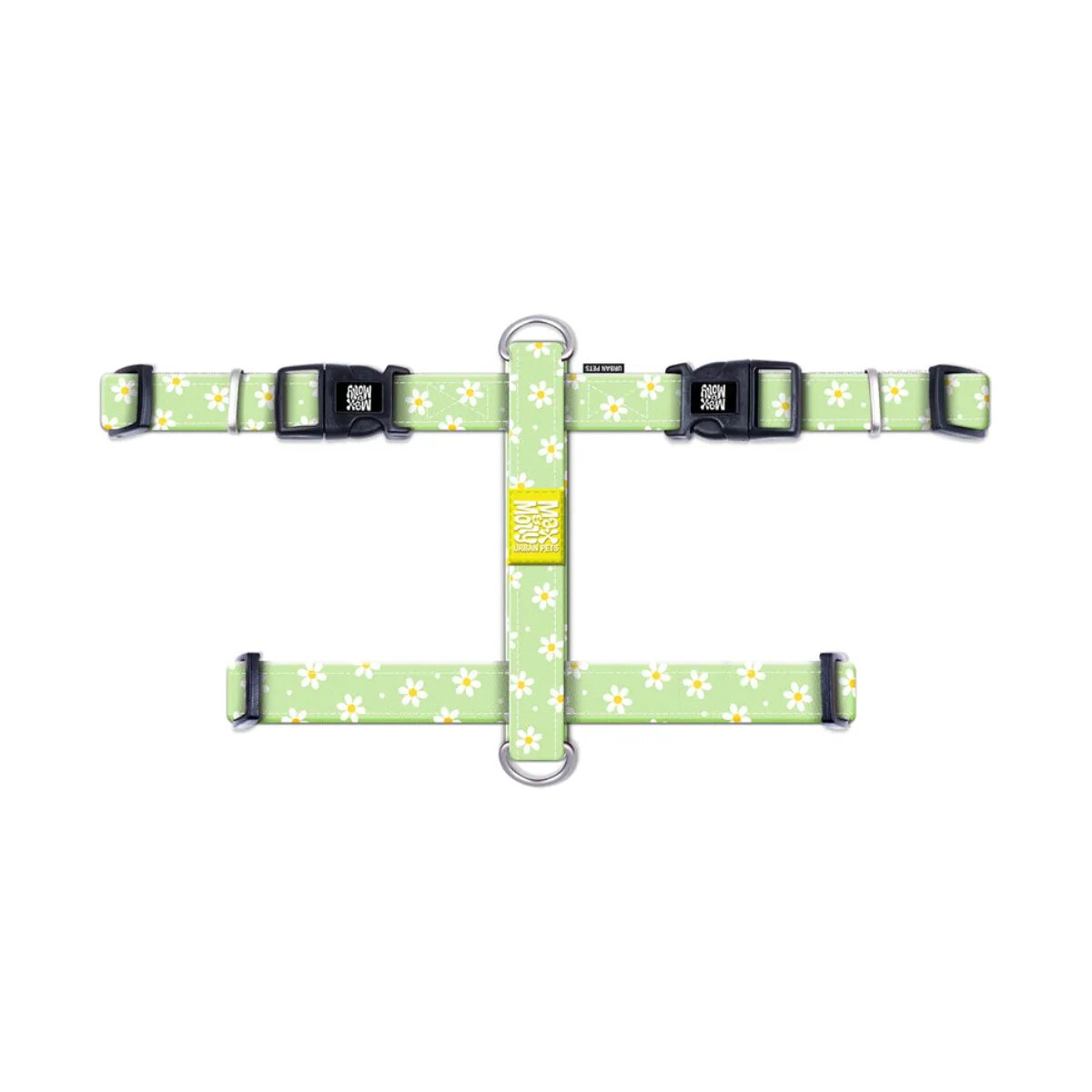 MAX & MOLLY Margarite ham prindere dublă(piept&spate) câini poliester verde cataramă trident M(59-72 x 2cm)