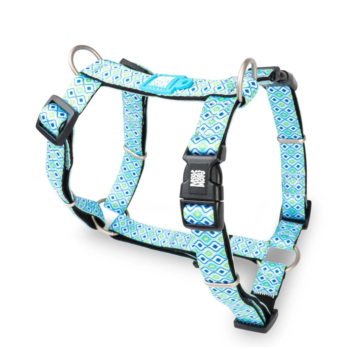 MAX & MOLLY Retro Blue ham prindere dublă(piept&spate) câini poliester bleu cataramă trident M(59-72 x 2cm)