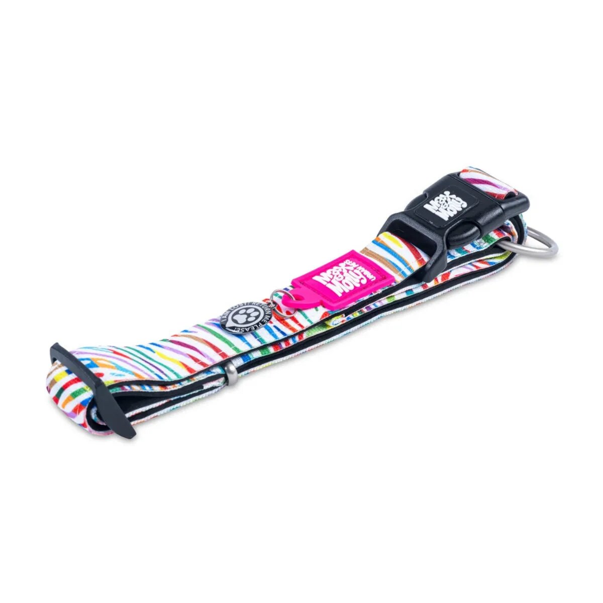MAX & MOLLY Smart ID Magic Zebra zgardă câini ajustabilă poliester alb cataramă trident M(34-55 x 2cm)
