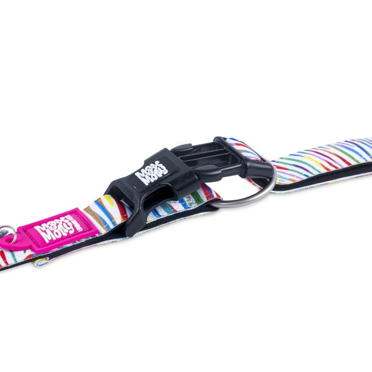 MAX & MOLLY Smart ID Magic Zebra zgardă câini ajustabilă poliester alb cataramă trident XS(22-35 x 1cm)