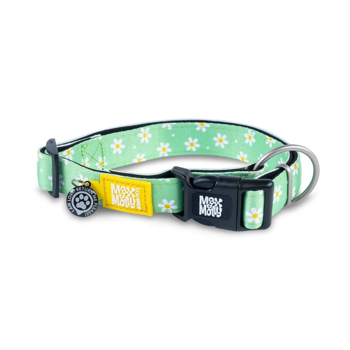 MAX & MOLLY Smart ID Margarite zgardă câini ajustabilă poliester verde cataramă trident S(28-45 x 1.5cm)