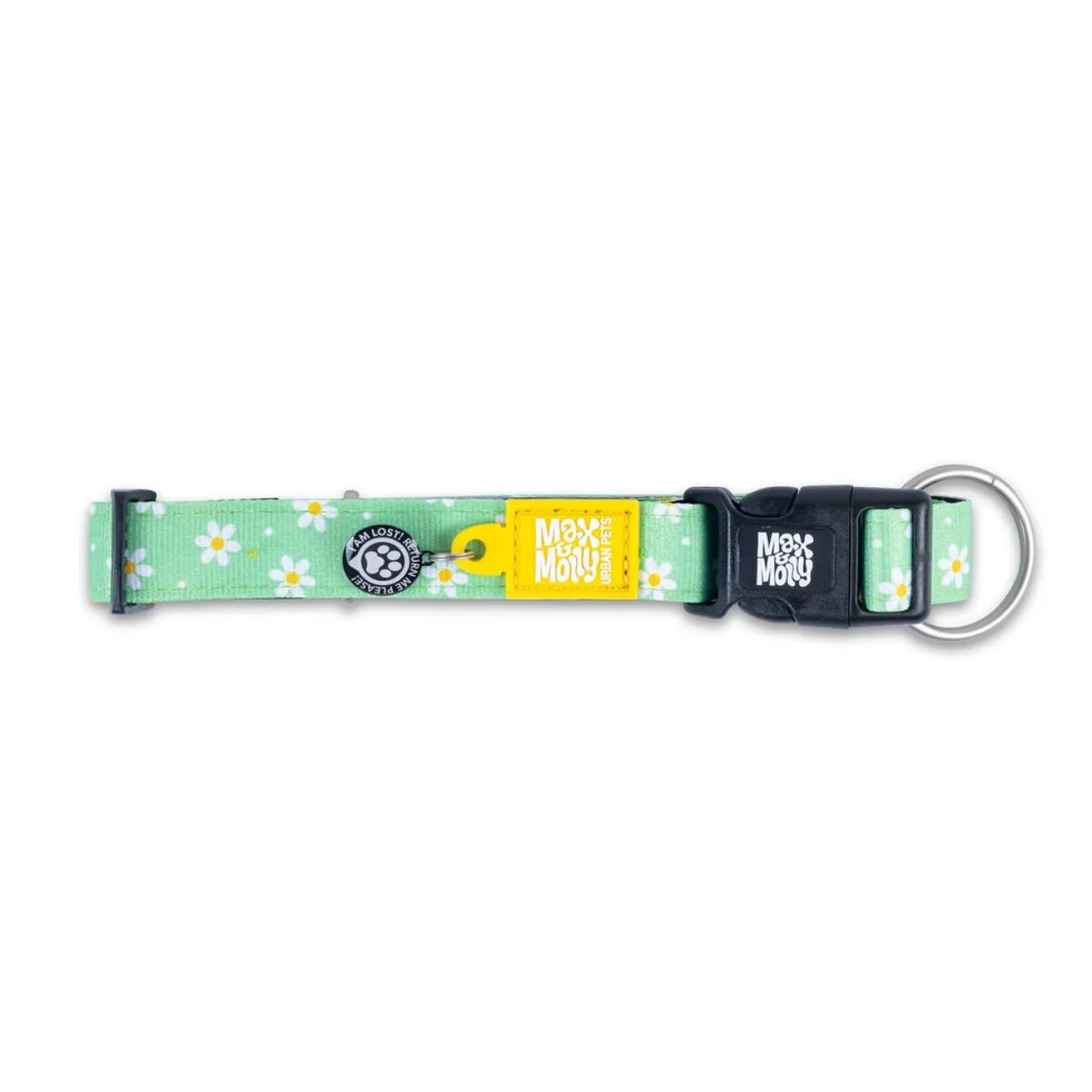 MAX & MOLLY Smart ID Margarite zgardă câini ajustabilă poliester verde cataramă trident S(28-45 x 1.5cm)