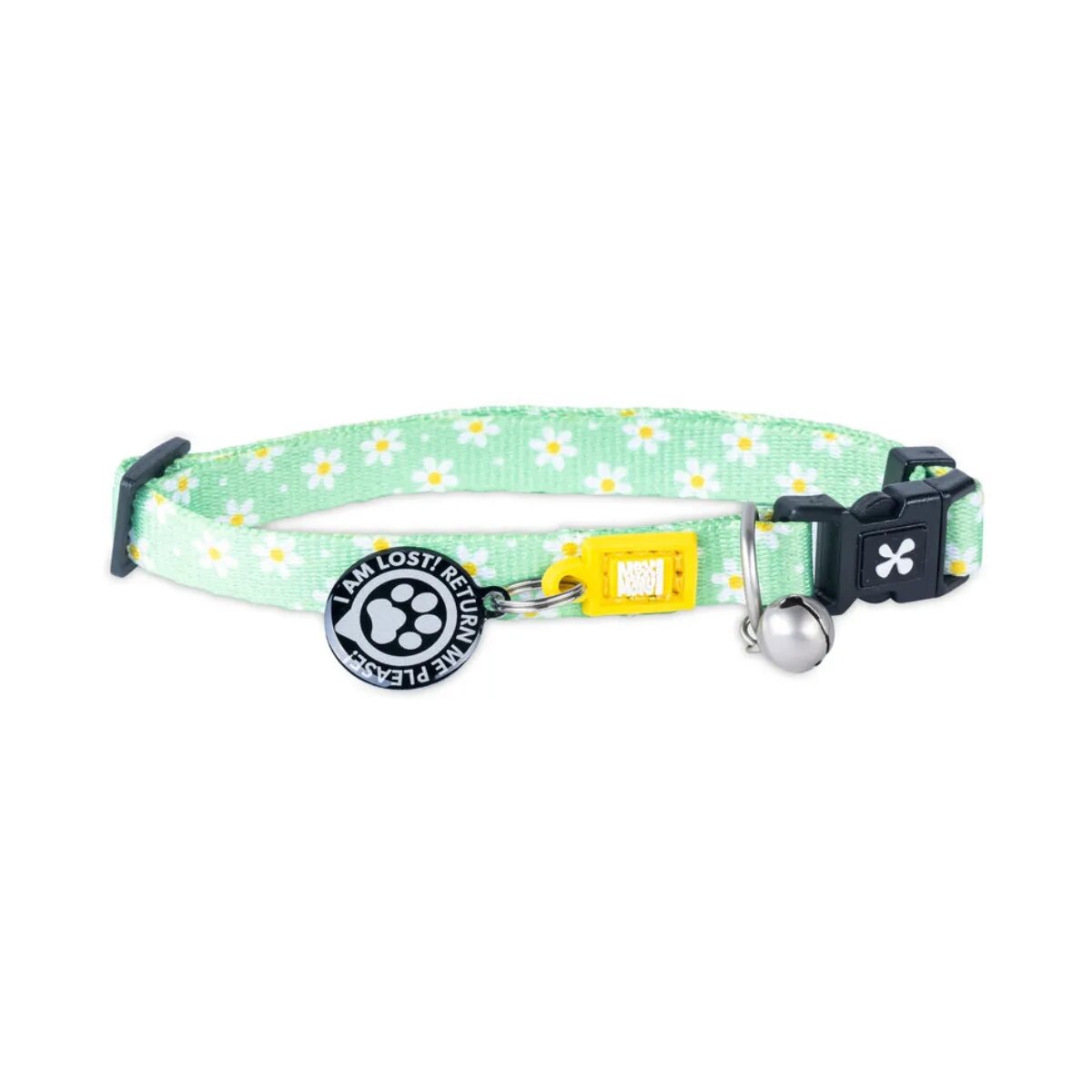 MAX & MOLLY Smart ID Margarite zgardă pisici ajustabilă poliester verde cataramă trident 22-35 x 1cm