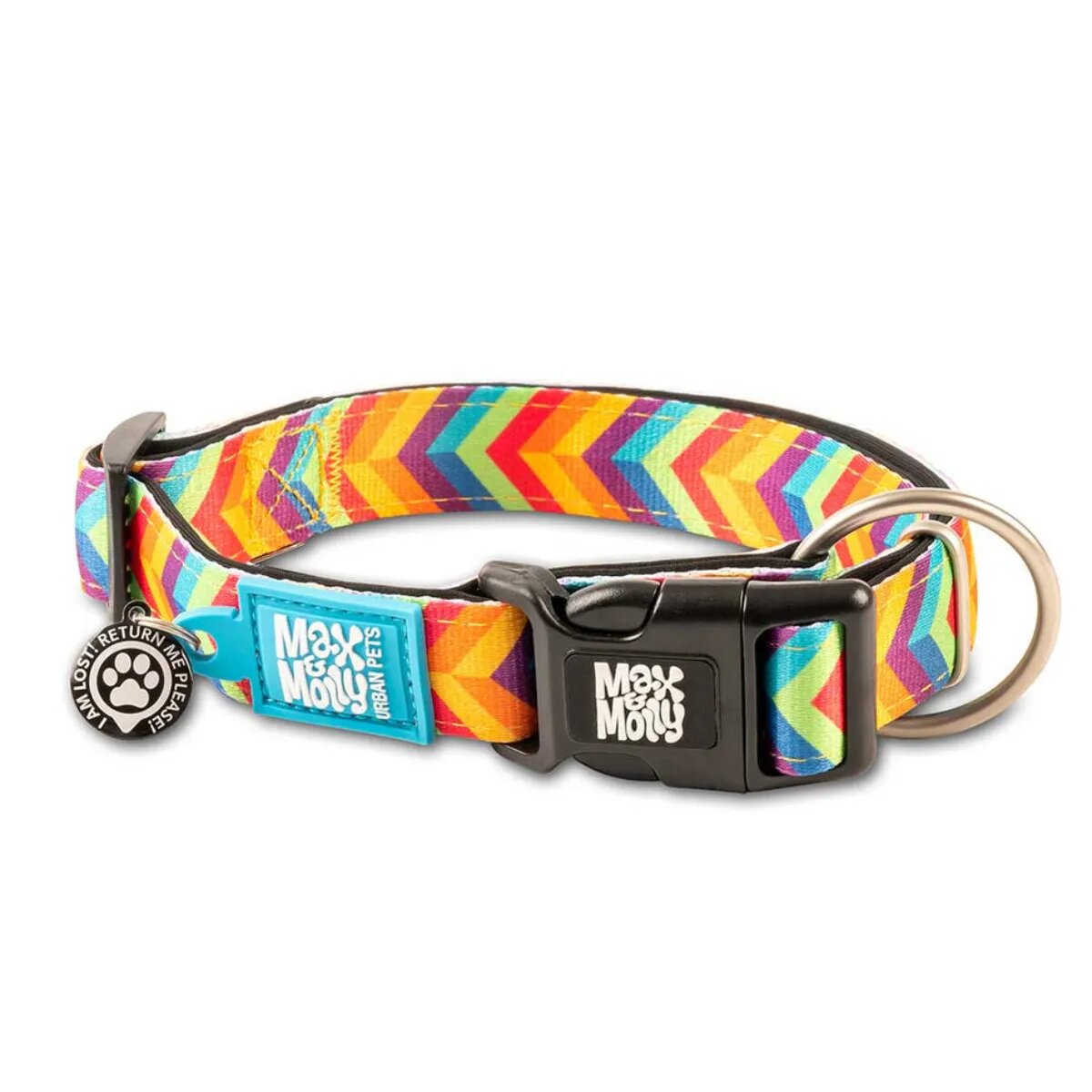 MAX & MOLLY Smart ID Summertime zgardă câini ajustabilă poliester portocaliu cataramă trident M(34-55 x 2cm)