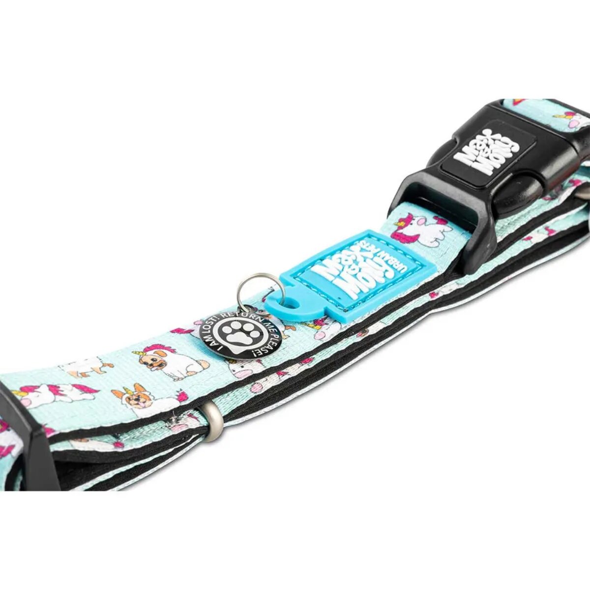 MAX & MOLLY Smart ID Unicorn zgardă câini ajustabilă poliester bleu cataramă trident M(34-55 x 2cm)