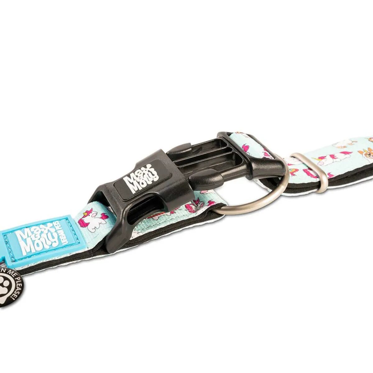 MAX & MOLLY Smart ID Unicorn zgardă câini ajustabilă poliester bleu cataramă trident M(34-55 x 2cm)