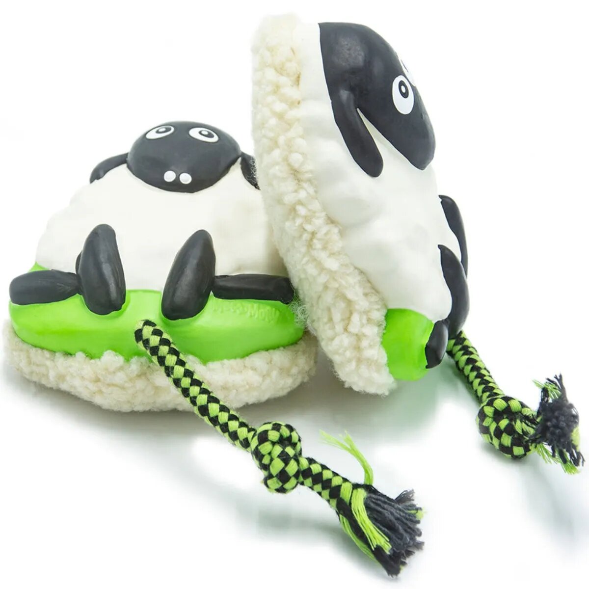 MAX & MOLLY Snuggles Woody The Sheep jucărie de aport câini dentiție cu sunet poliester alb și verde 1buc
