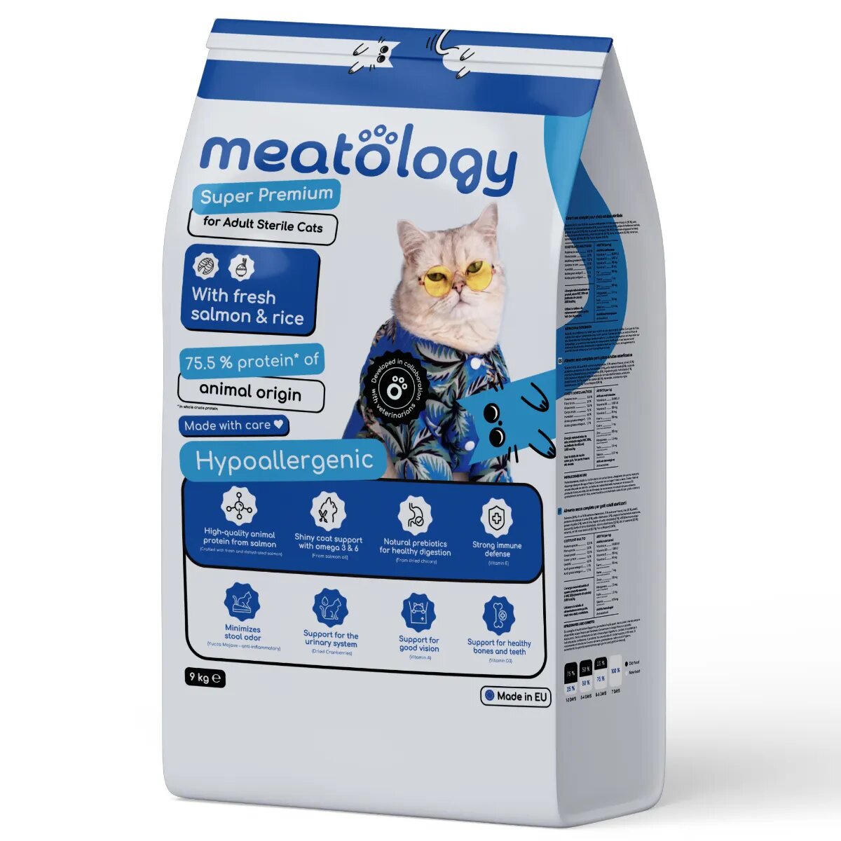 MEATOLOGY Adult Sterile Cats Somon și Orez hrană uscată pisici sterilizate 9kg