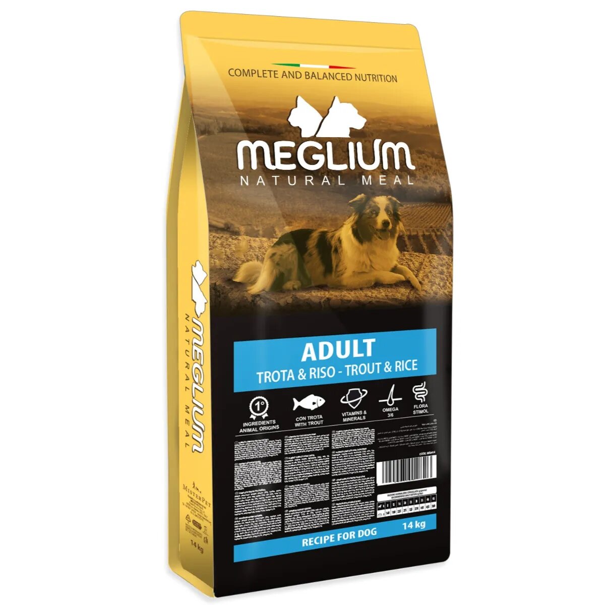 Meglium Sensible S-XL Pește și Orez hrană uscată câini sistem digestiv 14kg