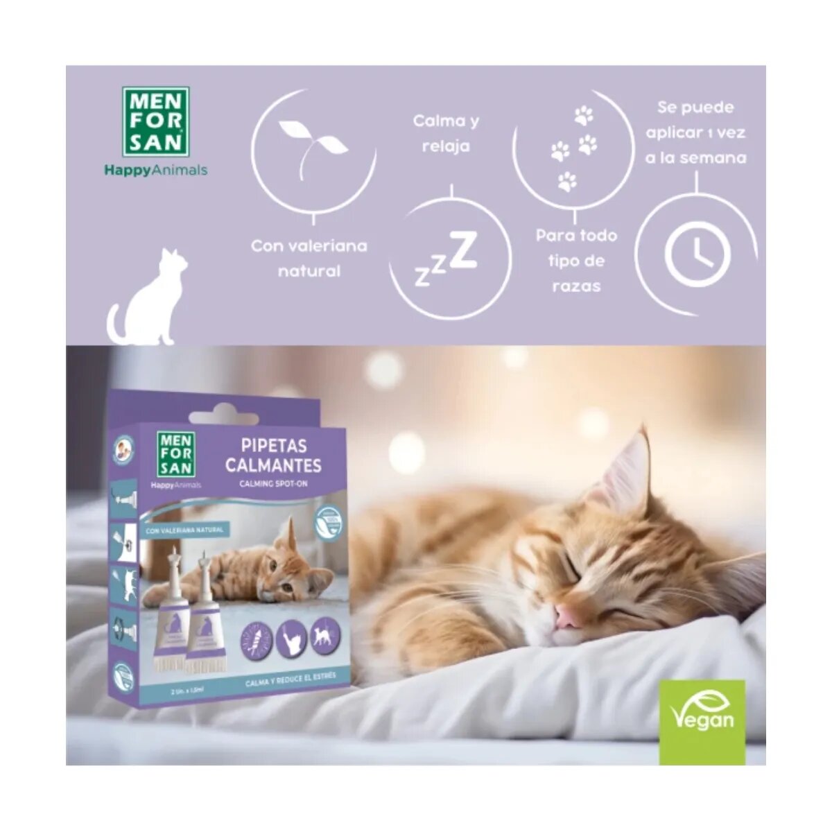 Menforsan Calming Spot-on supliment sistem nervos & calmante pisici pipete Calming Spot-on supliment sistem nervos & calmante pisici blister 2buc pipete