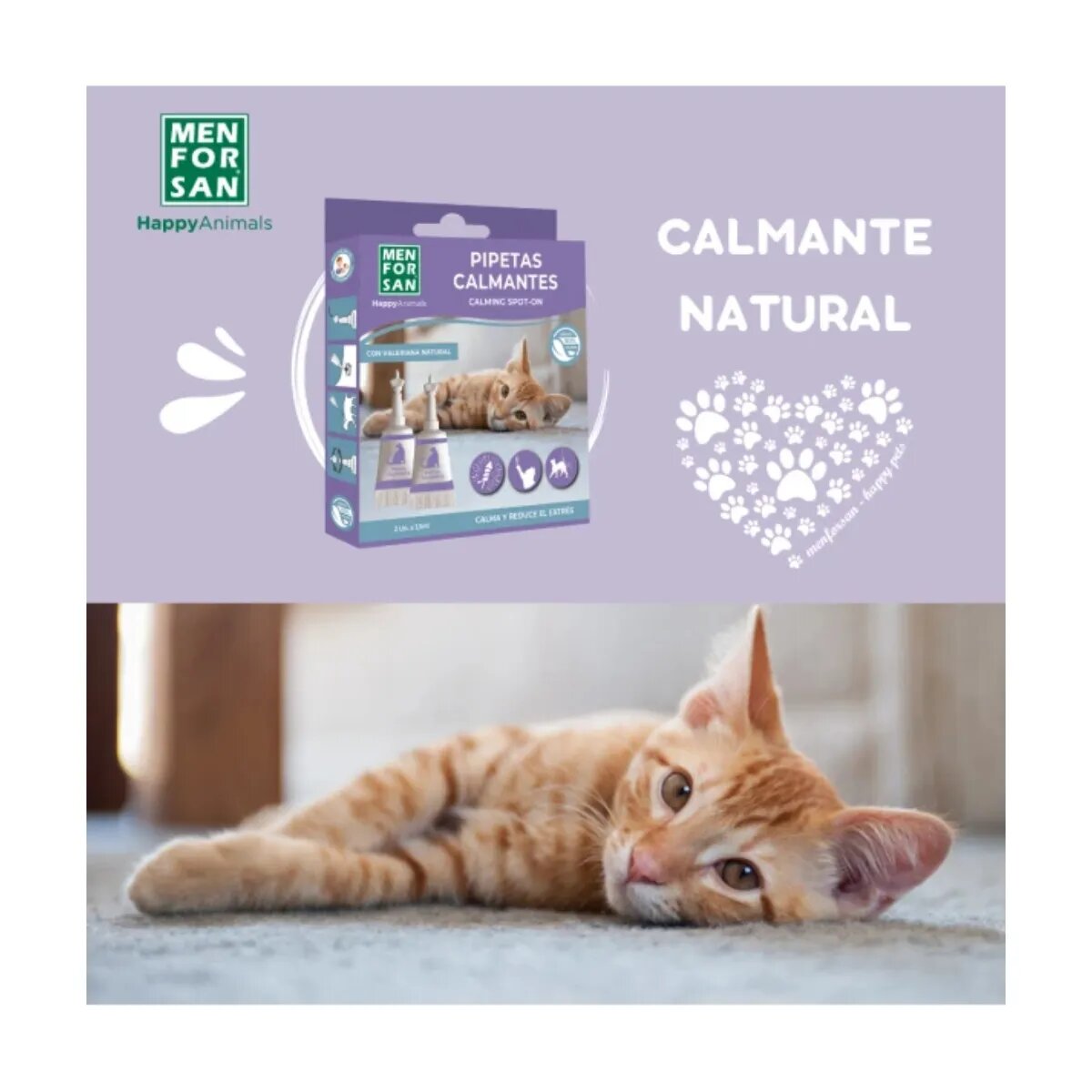 Menforsan Calming Spot-on supliment sistem nervos & calmante pisici pipete Calming Spot-on supliment sistem nervos & calmante pisici blister 2buc pipete