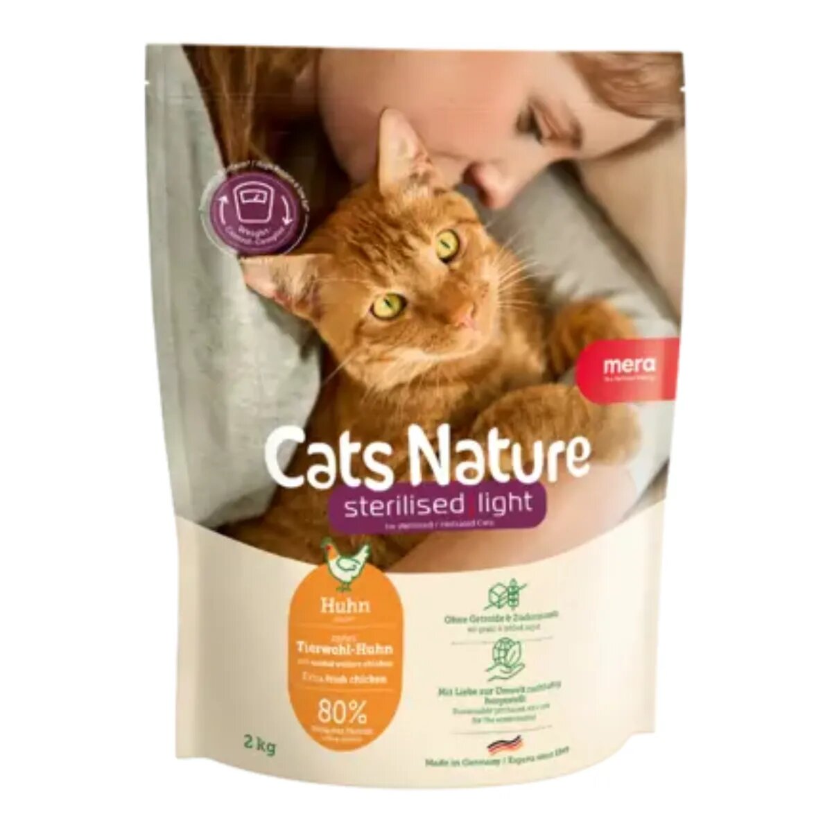 MERA Cat's Nature Sterilised Light Pui hrană uscată fără cereale pisici sterilizate 2kg