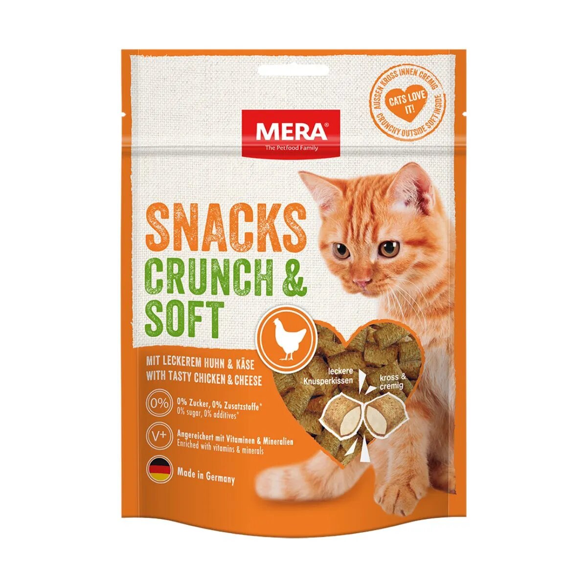 MERA Crunch & Soft Pui punguță recompense pisici 200g